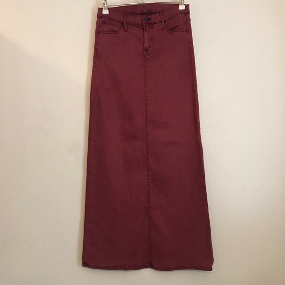 MOTHER Dresses & Skirts - MOTHER Maxi Jean Skirt Burgundy